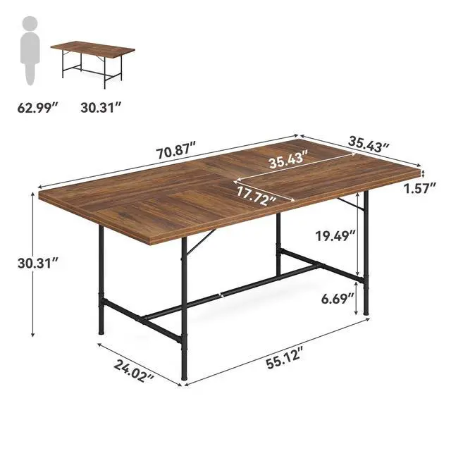 Alt view image 3 of 7 - 6FT Conference Table, Rectangle 70.8" W x 35.4" D Meeting Table, Seminar Table for Office Conference Room