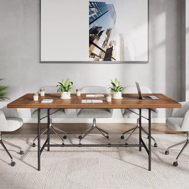 Alt view image 4 of 7 - 6FT Conference Table, Rectangle 70.8" W x 35.4" D Meeting Table, Seminar Table for Office Conference Room