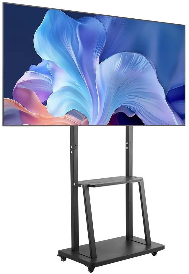 Main image of Rolling TV Stand, Mobile TV Cart for 32-75 Inch Screens, Height Adjustable Portable Monitor Stand with Tray, Holds up to 150 lbs for Living Room, Bedroom, Office, Outdoor Max VESA 600 x 400 mm