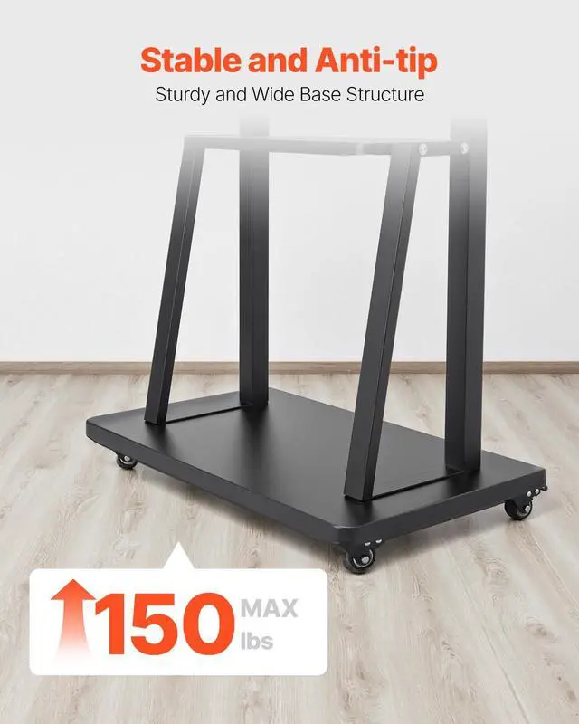 Alt view image 4 of 7 - Rolling TV Stand, Mobile TV Cart for 32-75 Inch Screens, Height Adjustable Portable Monitor Stand with Tray, Holds up to 150 lbs for Living Room, Bedroom, Office, Outdoor Max VESA 600 x 400 mm
