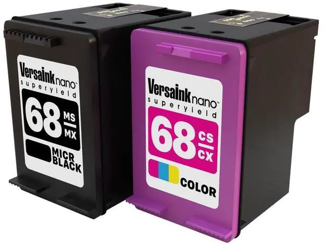 Main image of Nano 68 MS MICR Black & 68 CS Tri-Color Cartridges for Check Printing - Value Combo - Compatible with HP Envy 6152e, 6155e, 6552e, 6555e, 6558