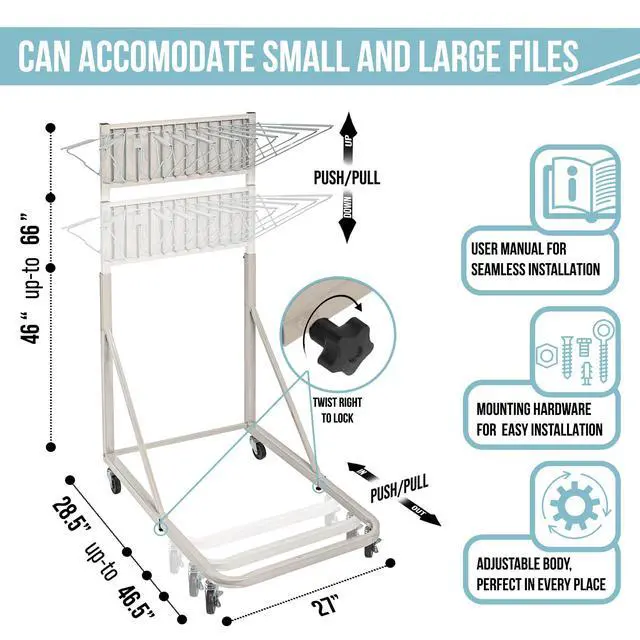 Alt view image 4 of 7 - Adir Mobile Blueprint Holder Construction Plan Rack, Map Organizer, Blueprint Rack, and Poster Display Rack for Jobsite and Office (Without Blueprint Clamps)