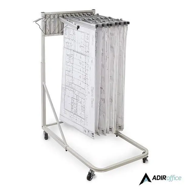 Alt view image 7 of 7 - Adir Mobile Blueprint Holder Construction Plan Rack, Map Organizer, Blueprint Rack, and Poster Display Rack for Jobsite and Office (Without Blueprint Clamps)