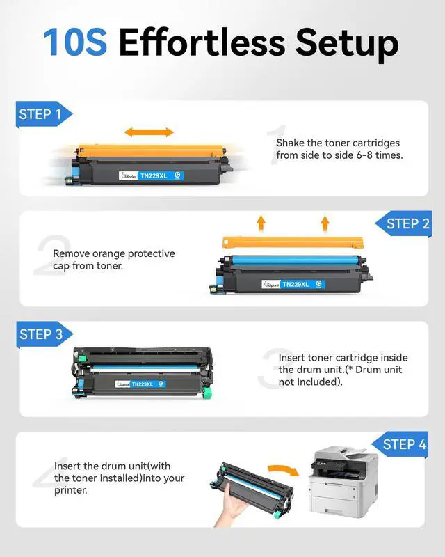 Alt view image 6 of 7 - TN229XL for Brother TN229XL Toner Cartridges TN229 229 MFC-L3780CDW | 229XL Toner Cartridges 4 Pack Works with HL-L3280CDW HL-L3220CDW MFC-L3720CDW Printer(BK3000 Pages, C/Y/M2300 Pages)