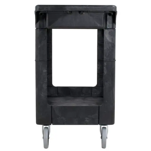 Alt view image 2 of 7 - 2-Shelf Utility/Service Cart, Small, Flat Shelves, Storage Handle, 500 lbs. Capacity, for Warehouse/Garage/Cleaning/Manufacturing