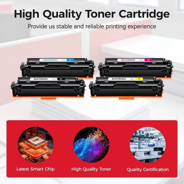 Alt view image 4 of 7 - 045H Toner Cartridge Set 4-Pack High Yield Replacement for Canon 045 045H Compatible with Canon Color imageCLASS MF634Cdw MF632Cdw LBP612Cdw Printer Ink MF634 MF632 LBP612 Black Cyan Yellow Magenta
