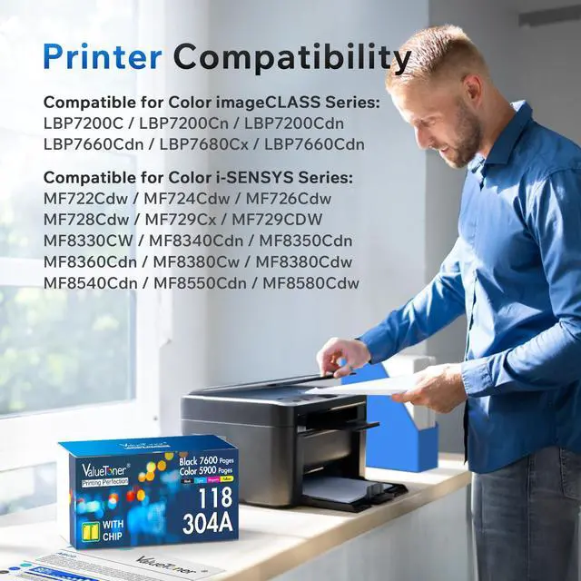 Alt view image 3 of 5 - 304A Toner Cartridge Replacement for HP 304A for Canon 118 CP2025DN CM2320N CM2320NF CM2320FXI MFP MF8580CDW MF8350CDN MF8380CDW MF726CDW LBP7660CDN LBP7200CDN Printer (Black, Cyan, Magenta, Yellow)