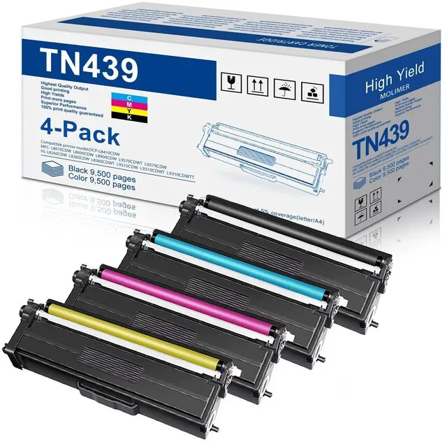 Main image of TN439BK, TN439C, TN439Y, TN439M 4-Color Super High Yield Toner Cartridge Set Compatible Replacement for Brother TN-439 TN439 HL-L8260CDW HL-L8360CDW MFC-L8610CDW HL-L9310CDW Printer