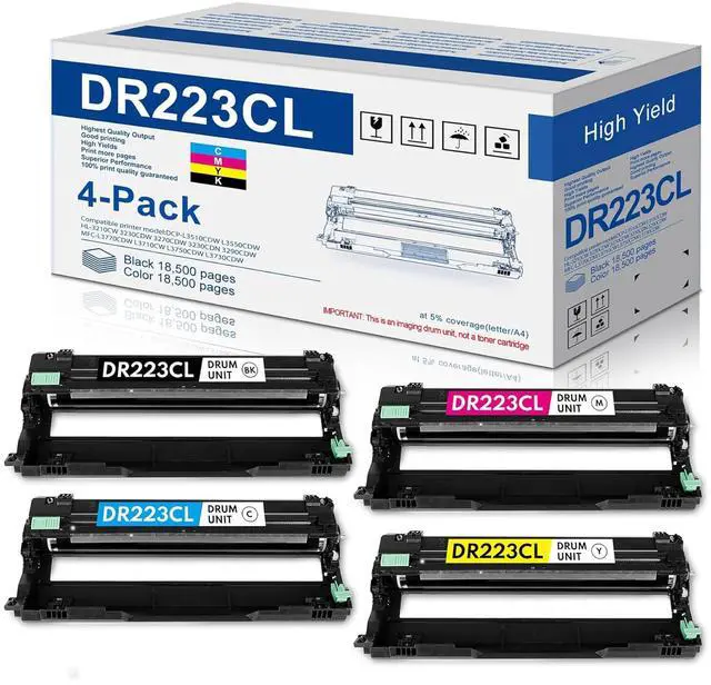 Main image of DR223CL Drum Unit Set 4 Pack Replacement for Brother MFC-l3770CDW Drum | Works with Brother DR-223CL Drum HL-L3210CW HL-L3230CDW HL-L3270CDW HL-L3290CDW MFC-L3710CW MFC-L3750CDW Printer