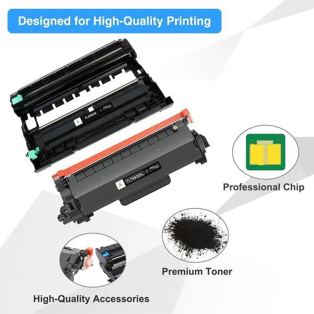 Alt view image 4 of 7 - DR830 DR-830 Drum Unit TN830XL Toner Cartridges HL-L2460DW DCP-L2640DW | Compatible for Brother TN830 TN-830 TN-830XL DR 830 for MFC-L2820DW HL-L2405W HL-L2480DW HL-L2400D Printer(2 Toner 1 Drum)
