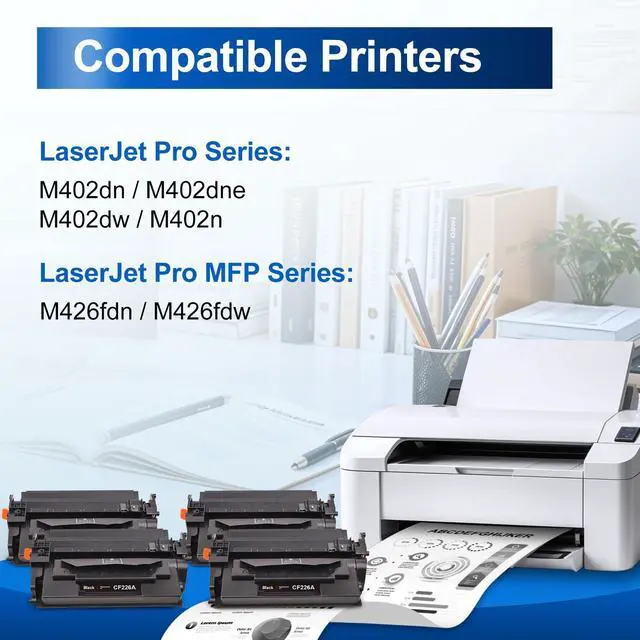Alt view image 3 of 6 - Compatible 26A Toner Cartridge for HP 26A 26X CF226A CF226X, Black | Compatible for HP LaserJet Pro M402dn, M402dne, M402dw, M402n,MFP M426fdn, M426fdw Printer
