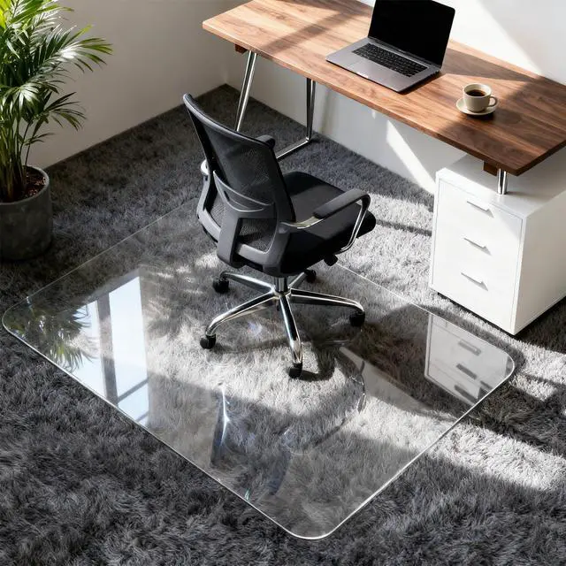 Main image of Glass Chair Mat for Carpet, 36"x48" Tempered Glass Office Chair Mat | 1/5" Thick,Heavy Duty Chair Mat with Rounded and Polished Edges,Smooth Glide for Carpet & Hardwood Floor Protection,Ship Flat