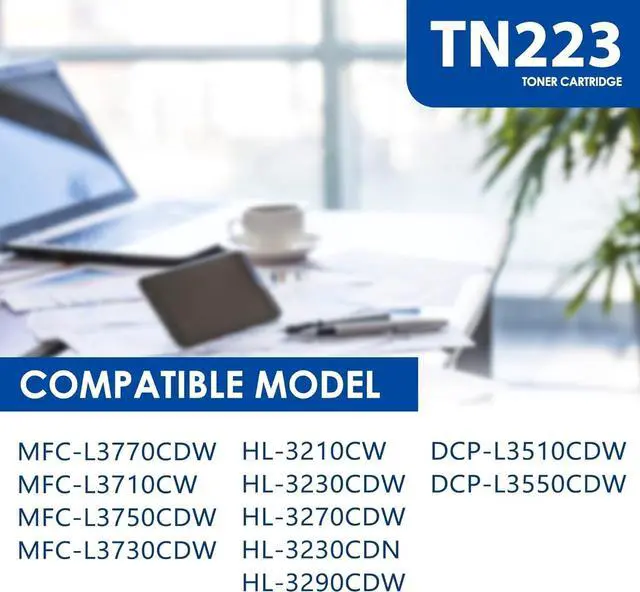 Alt view image 2 of 7 - TN223 BK/C/M/Y Toner Cartridge TN223 4PK Black, Cyan, Magenta & Yellow Toner Replacement for Brother TN-223 Toner MFC-L3770CDW MFC-L3710CW HL-3210CW HL-3230CDW HL-3270CDW HL-3290CDW Printer (TN2234PK)