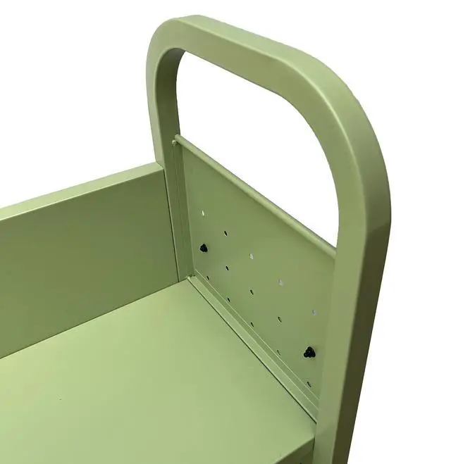 Alt view image 7 of 7 - Rolling Book Truck Book Cart with 3 Flat Shelves, Library Book Cart with Swivel Lockable Casters 3001 Apple Green