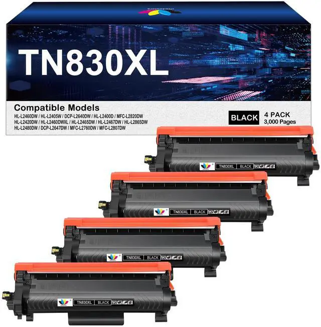 Main image of TN830XL Toner Replacement for Brother TN830XL TN830 Toner hl-l2405w Toner | for HL-L2460DW HL-L2405W HL-L2400D HL-L2480DW MFC-L2820DW MFC-L2820DW XL DCP-L2640DW MFC-L2900DW (Black,4 Pack)