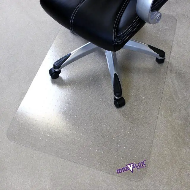 Main image of Office Chair Mat for Carpeted Floors, Heavy Duty Polycarbonate for Medium Pile Carpets, Rectangular 48" x 60" Clear Office Chair Carpet Protector