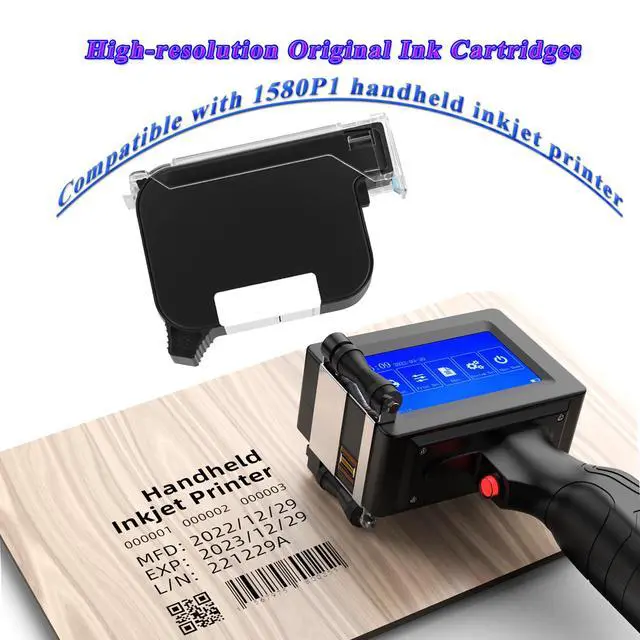Alt view image 4 of 5 - Original Black Ink Cartridge for 1580P1 Handheld Inkjet Printer/ TIJ668 Inkjet Coding Machine, Quick-Drying Ink Replacement 42ml, Inkjet Ink Cartridge for 0.5 Inch Print Head Handheld Printer