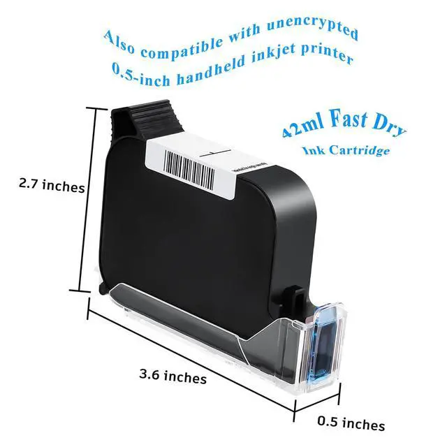 Alt view image 5 of 5 - Original Black Ink Cartridge for 1580P1 Handheld Inkjet Printer/ TIJ668 Inkjet Coding Machine, Quick-Drying Ink Replacement 42ml, Inkjet Ink Cartridge for 0.5 Inch Print Head Handheld Printer