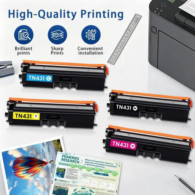 Alt view image 5 of 6 - TN431 4-Color Toner Cartridge Set Replacement for Brother TN431 TN-431 Toner Cartridge Set Work with hl-l8260cdw, hl-l8360cdw, mfc-l8610cdw, mfc-l8900cdw Printers