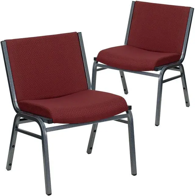 Main image of 2 Pack HERCULES Series Big & Tall 1000 lb. Rated Burgundy Fabric Stack Chair