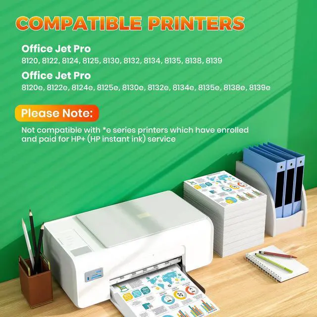 Alt view image 2 of 7 - 923e Ink Cartridges 4 Pack High Yield (3400+ Pages) Compatible with OfficeJet Pro 8120 8130 Series for HP 923 923e 923XL Ink Work for OfficeJet Pro 8125e 8120e 8120 8135e 8130e 8139e 8130 Printer