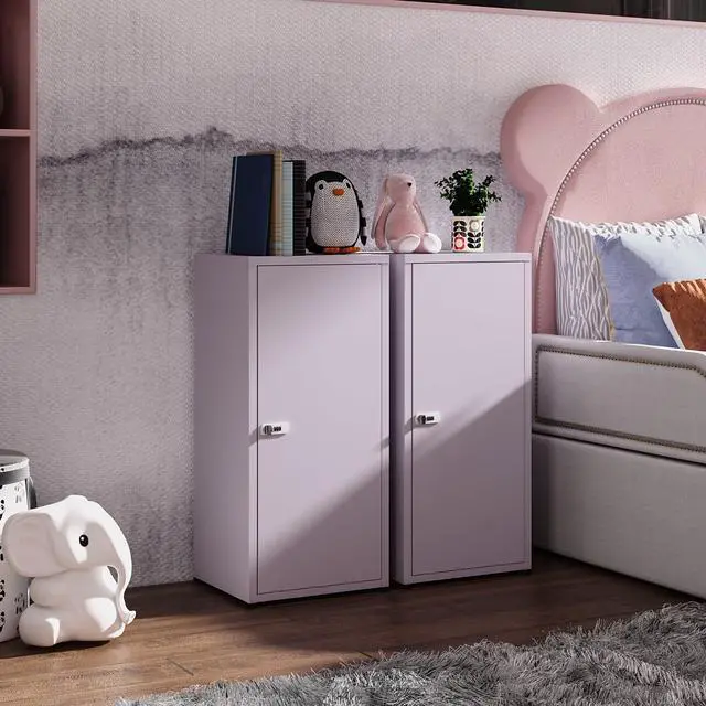 Alt view image 7 of 7 - Metal Storage Cabinet with Lock, 3 Adjustable Shelves Single Door Steel Locker for Home, Office & Garage (Purple)