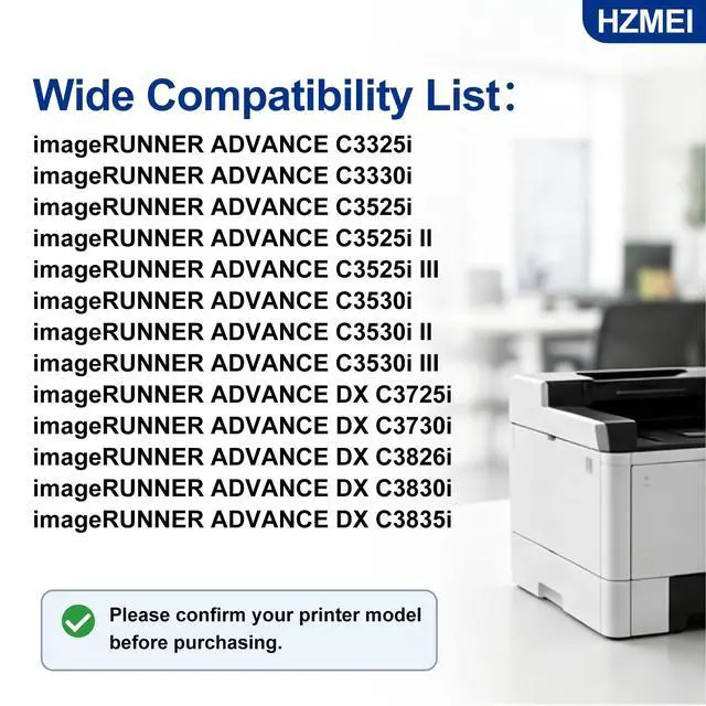 Alt view image 2 of 7 - High Yield GPR-53 Toner Cartridge Replacement for Canon imageRUNNER Advance C3325i C3330i C3525i C3530i DX C3725i C3730i C3826i C3830i C3835i Printers,Black Cyan Magenta Yellow with New Chip