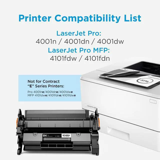 Alt view image 2 of 7 - 148A Black LaserJet Toner Cartridge 4001n 4101fdw (with Chip) | Replacement for HP 148A 148X W1480A W1480X for HP Pro 4001dw 4001dn MFP 4101fdn Printer, 2 Pack
