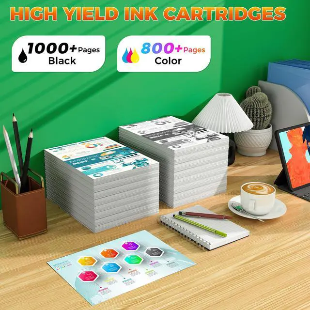 Alt view image 3 of 7 - 923e Ink Cartridges 4 Pack High Yield (3400+ Pages) Compatible with OfficeJet Pro 8120 8130 Series for HP 923 923e 923XL Ink Work for OfficeJet Pro 8125e 8120e 8120 8135e 8130e 8139e 8130 Printer