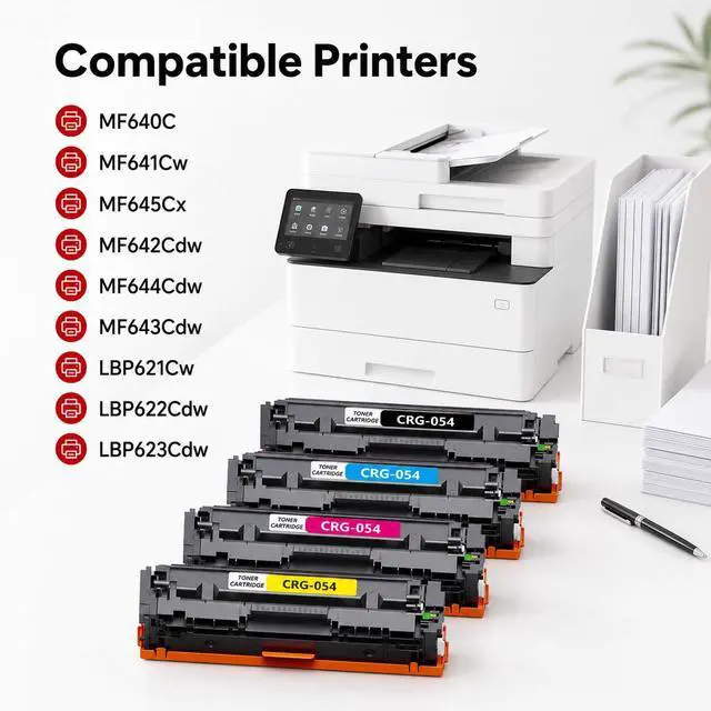 Alt view image 2 of 7 - 054 Toner Cartridge Set Compatible mf642cdw Toner cartridges (4PK, BKCMY) | High-Yield 054 Replacement for Canon CRG-054 Toner Cartridge imageCLASS MF640C MF641Cw MF642Cdw MF644Cdw LBP622Cdw Printer