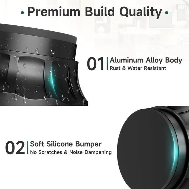 Alt view image 5 of 7 - 6PCS Modern Black Door Stoppers for Wall, 1.65 Inch, Aluminum | No Drill Adhesive or Screw Mount, Textured Aluminum Door Knob Wall Protector for Home & Office
