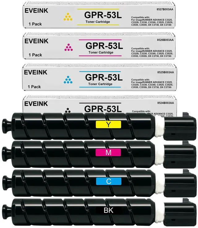 Main image of High Yield GPR-53 Toner Cartridge Replacement for Canon imageRUNNER Advance C3325i C3330i C3525i C3530i DX C3725i C3730i C3826i C3830i C3835i Printers,Black Cyan Magenta Yellow with New Chip