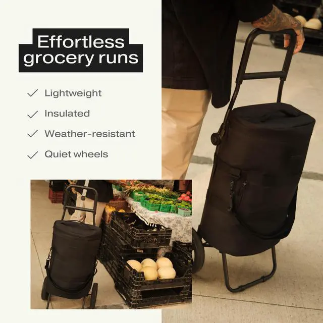 Alt view image 7 of 7 - Everyday Cart Lightweight Grocery Trolley with Large Insulated Bag, Durable Carbon Steel Frame, Water-Resistant Fabric & Smooth-Glide Wheels