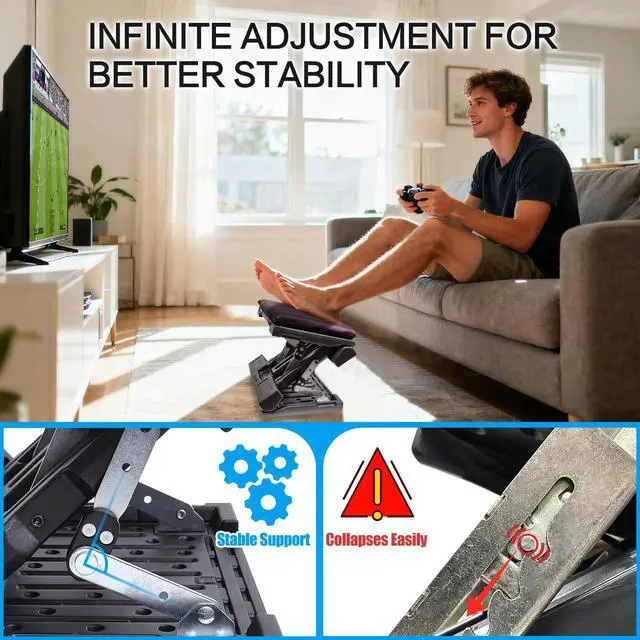 Alt view image 4 of 7 - Foot Rest for Under Desk at Work,Height Adjustable Infinite Angle Ergonomic Foldable Footrest for Office, Gaming,Computer, Removable Pad Desk Foot Stool with Massage Beads,All-Season(Brown)