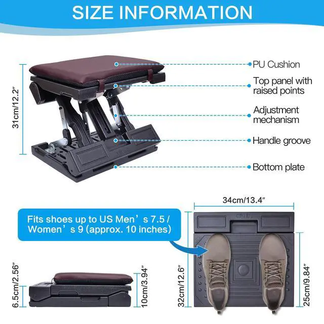 Alt view image 6 of 7 - Foot Rest for Under Desk at Work,Height Adjustable Infinite Angle Ergonomic Foldable Footrest for Office, Gaming,Computer, Removable Pad Desk Foot Stool with Massage Beads,All-Season(Brown)