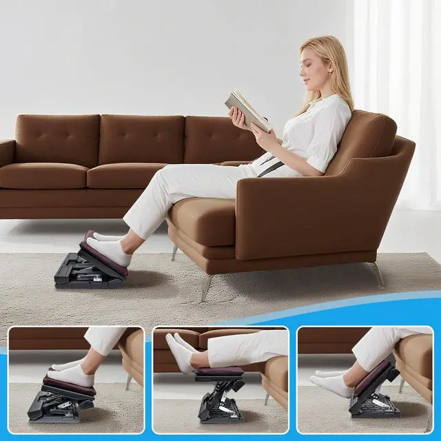 Alt view image 7 of 7 - Foot Rest for Under Desk at Work,Height Adjustable Infinite Angle Ergonomic Foldable Footrest for Office, Gaming,Computer, Removable Pad Desk Foot Stool with Massage Beads,All-Season(Brown)