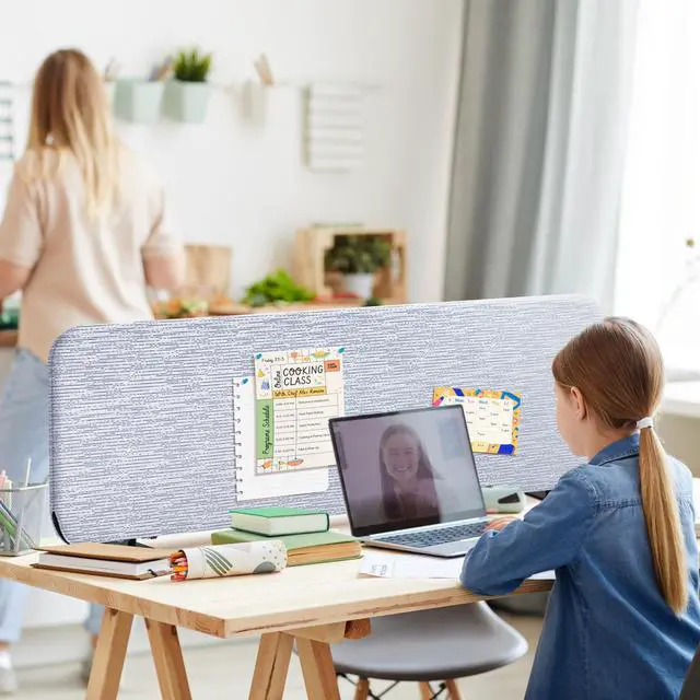 Alt view image 2 of 6 - Freestanding Desk Divider, Portable Table Partition 48"x18" Birch | Decorative Screen. For Office, Dormitory, Home, Countertop, Shared Workspace, Study. No Drill