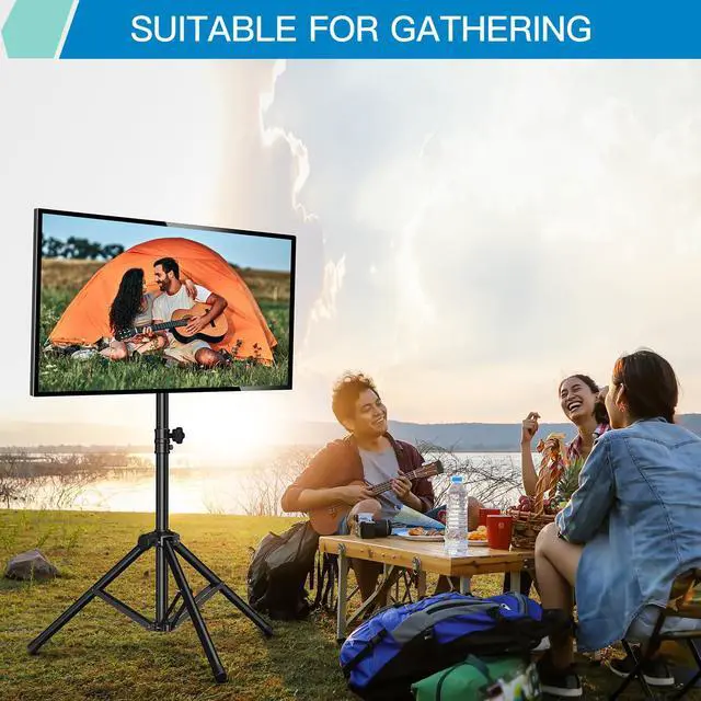 Alt view image 7 of 7 - TV Tripod Stand with ±20° Tilt and 360° Swivel,Portable TV Stand for 37-85 Inch LED LCD OLED Flat Screen TVs,Height Adjustable Outdoor TV Stand with VESA 600x400mm up to 110 lbs PSTM2