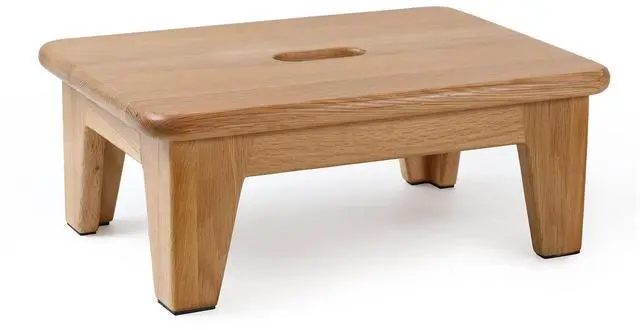 Main image of Oak Step Stool for Bed, Wooden Stool for Adults & Seniors - 6.5" High, Non-Slip Mat, No Assembly Needed, Solid Wood, Natural Color