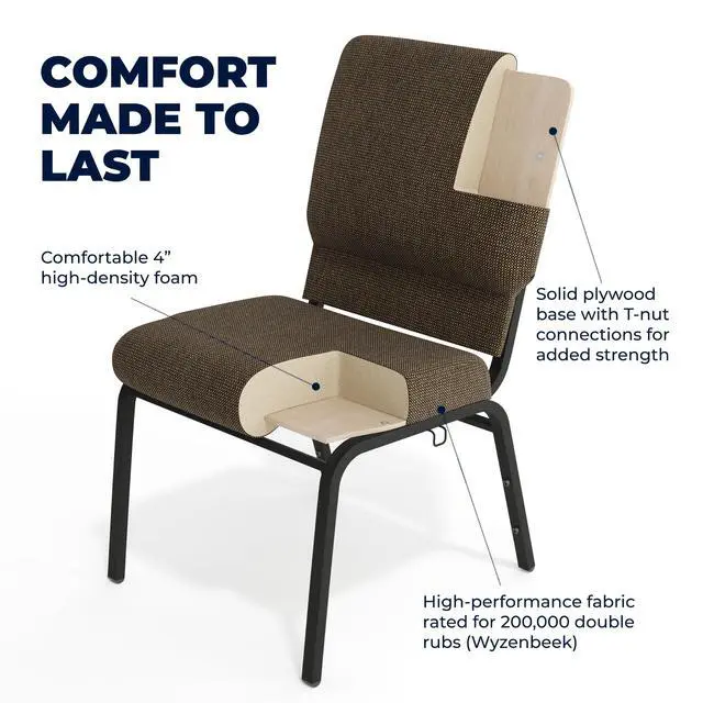 Alt view image 5 of 7 - Advantage Jute Church Chair 20.5 in. Wide