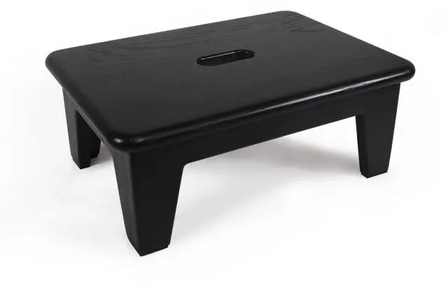 Main image of Step Stool for Bed - USA Grown Oak, Wooden Stool for Adults and Seniors, 6.5" High, Non-Slip Mat, No Assembly Needed, Solid Wood, Black Color