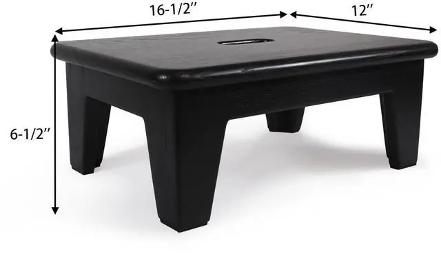 Alt view image 2 of 7 - Step Stool for Bed - USA Grown Oak, Wooden Stool for Adults and Seniors, 6.5" High, Non-Slip Mat, No Assembly Needed, Solid Wood, Black Color