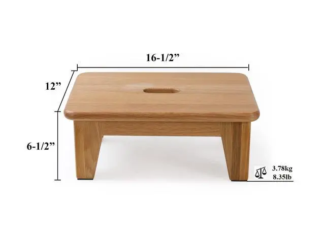 Alt view image 3 of 7 - Oak Step Stool for Bed, Wooden Stool for Adults & Seniors - 6.5" High, Non-Slip Mat, No Assembly Needed, Solid Wood, Natural Color