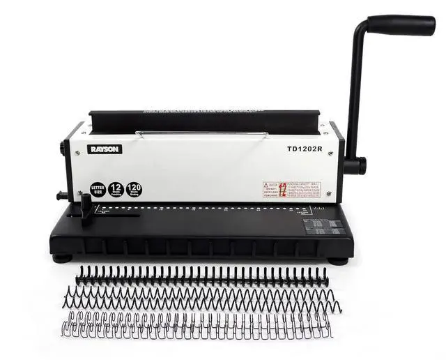 Main image of TD1202R Wire Binding Machine, 3:1 Pitch Round Hole Coil Binder Hole Punch, Compatible with Wire, Spiral, and Click Binding Spines, 32-Hole Punch, Punches 12 Sheets, Binds 120 Sheets