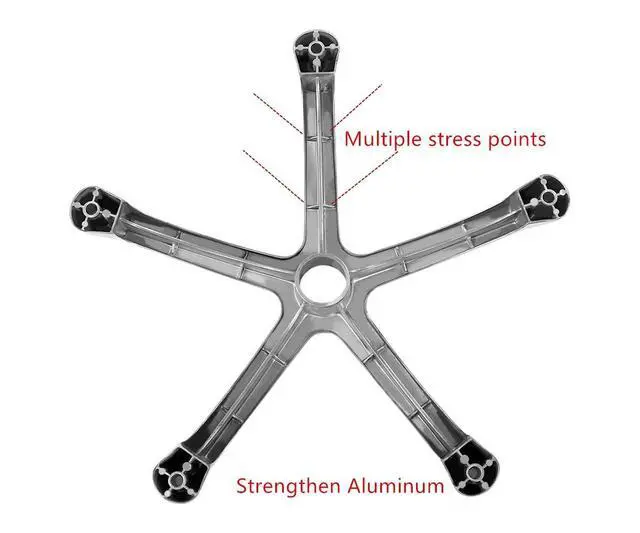 Alt view image 5 of 6 - 20" Chair Base Leg Replacement Parts Repair Office Pneumatic Bottom | Heavy Duty Aluminum Metal