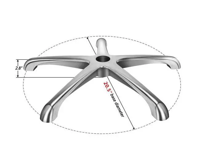 Alt view image 2 of 6 - 20" Chair Base Leg Replacement Parts Repair Office Pneumatic Bottom | Heavy Duty Aluminum Metal
