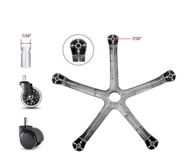 Alt view image 3 of 6 - 20" Chair Base Leg Replacement Parts Repair Office Pneumatic Bottom | Heavy Duty Aluminum Metal