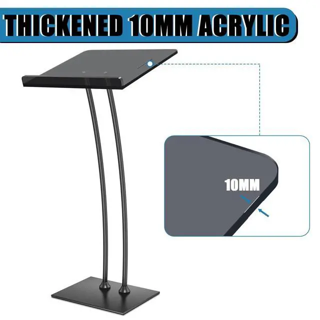 Alt view image 2 of 7 - Acrylic Podium Lectern with Iron Stable Bottom, Pulpits for Churches with 10MM Thickened Acrylic Countertop, Multi Function Pulpit for Modern Classroom Music Concert Wedding Conference Event