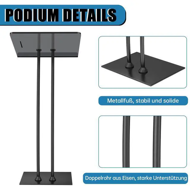 Alt view image 4 of 7 - Acrylic Podium Lectern with Iron Stable Bottom, Pulpits for Churches with 10MM Thickened Acrylic Countertop, Multi Function Pulpit for Modern Classroom Music Concert Wedding Conference Event
