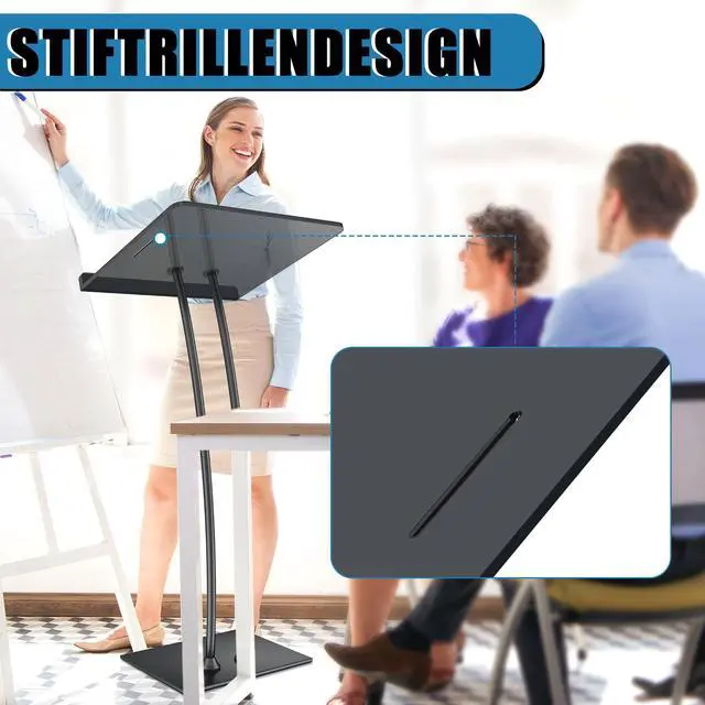 Alt view image 5 of 7 - Acrylic Podium Lectern with Iron Stable Bottom, Pulpits for Churches with 10MM Thickened Acrylic Countertop, Multi Function Pulpit for Modern Classroom Music Concert Wedding Conference Event